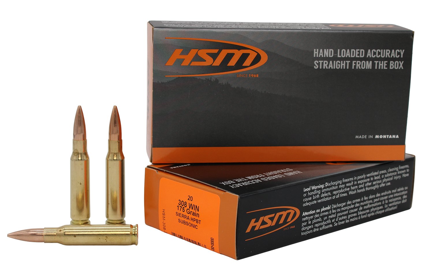 HSM Ammunition 3085N 308 Win 175gr Subsonic HPBT 20/Box - HSM Ammunition - 308 Win