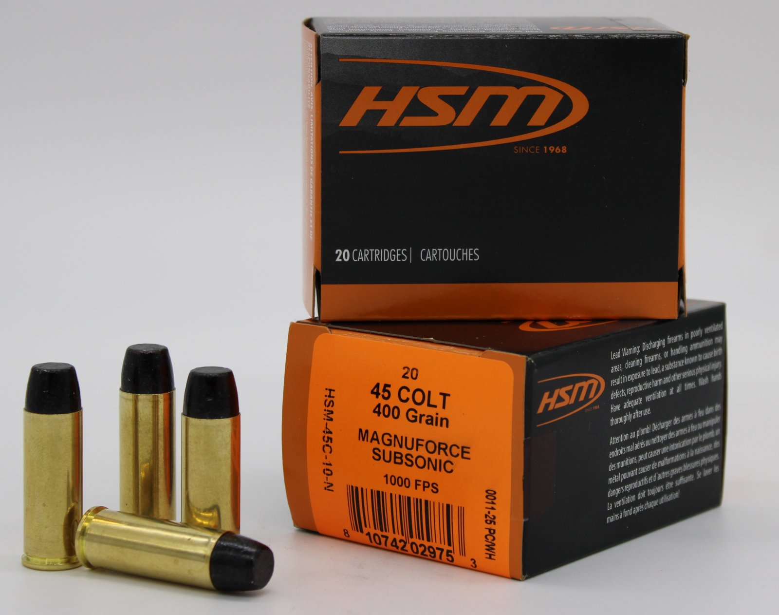 Buy HSM 45C-10-N Subsonic 45 LC 400gr Hard Cast Lead FN 20rd Ammo online