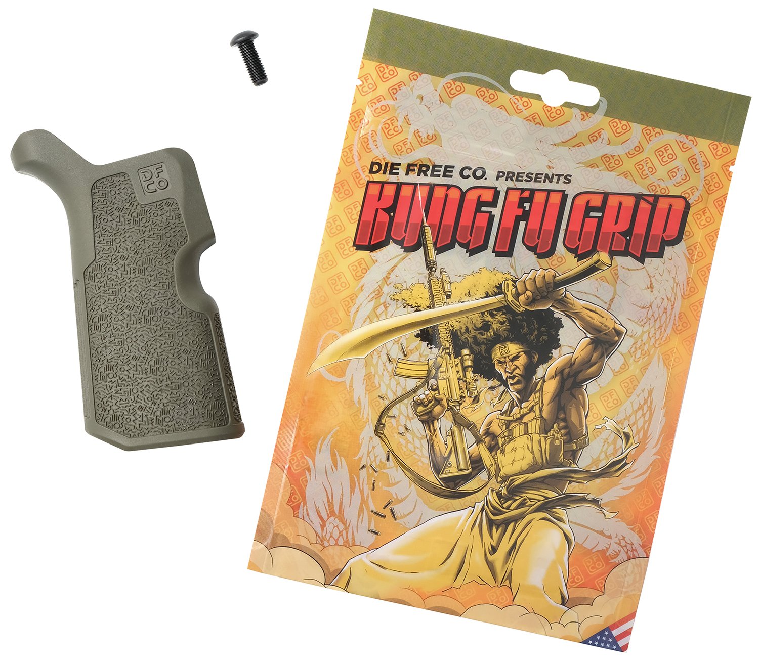Die Free Co KFGODG Kung Fu Grip Olive Drab Nylon for AR15/M4/AR10/SR25 - Die Free Co