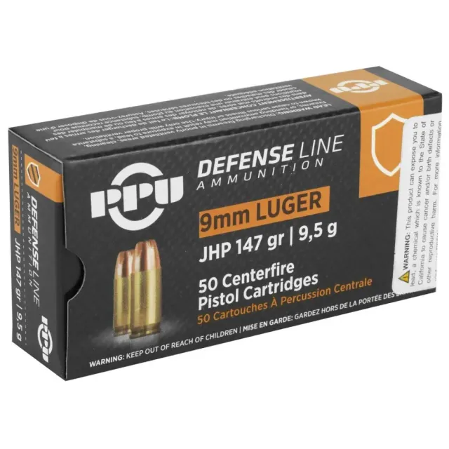 Buy PPU 9mm Personal Defense Ammo 147 gr Jacketed Hollow Point (JHP) 50 Round online
