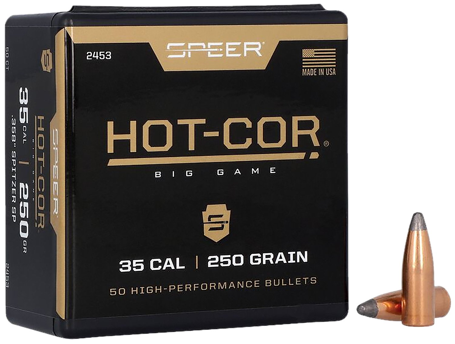 Speer 2453 Hot-Cor .358 250gr Spitzer Soft Point 50ct Bullets - Speer - .358