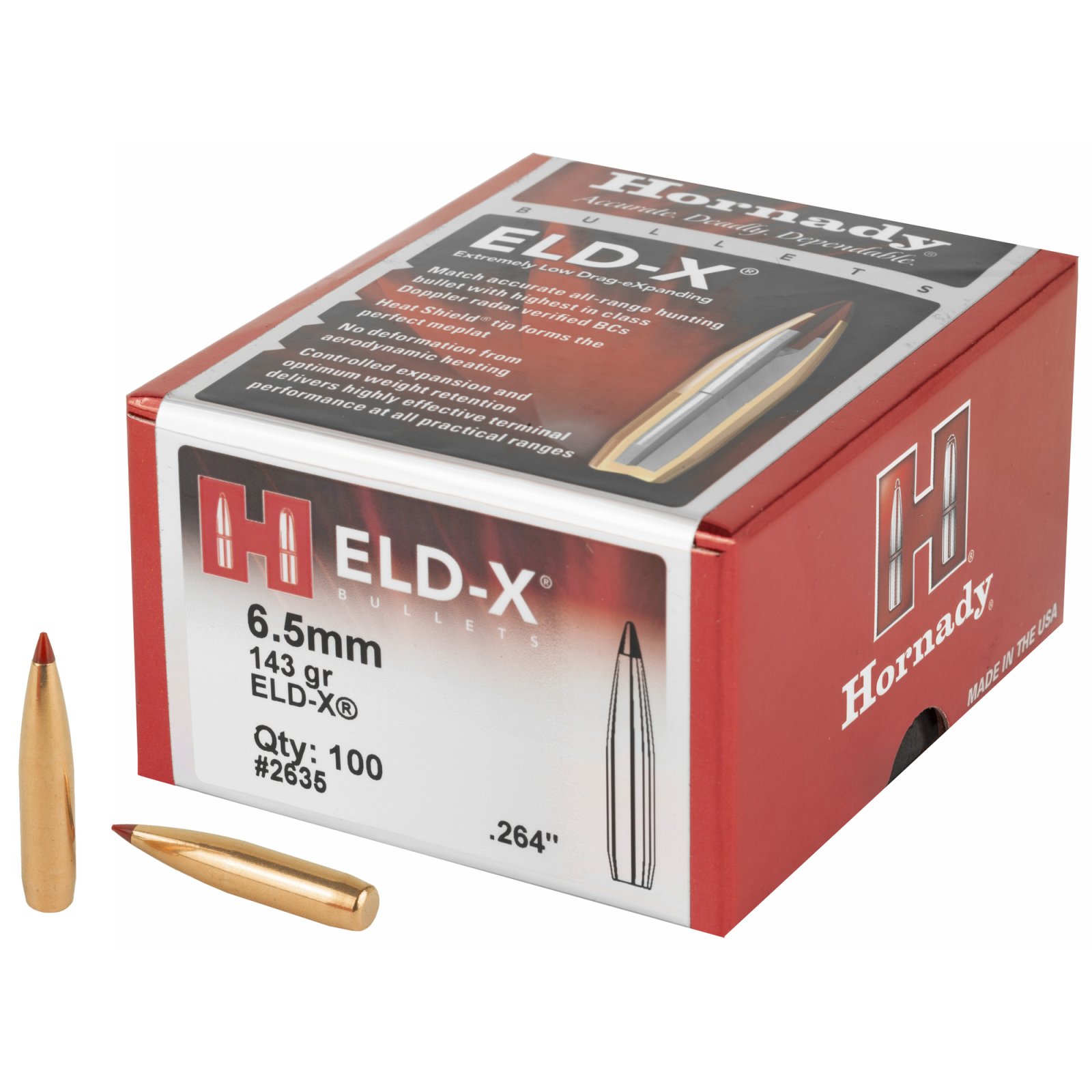 Hornady 2635 ELD-X Hunting 6.5mm .264 143 gr Extremely Low Drag-eXpanding - Hornady Manufacturing Company - 264 Caliber