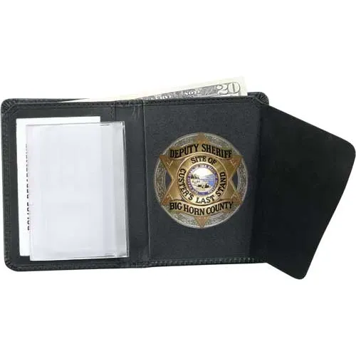 Strong Leather Badge Wallet Dress Bifold Concealed ID Holder