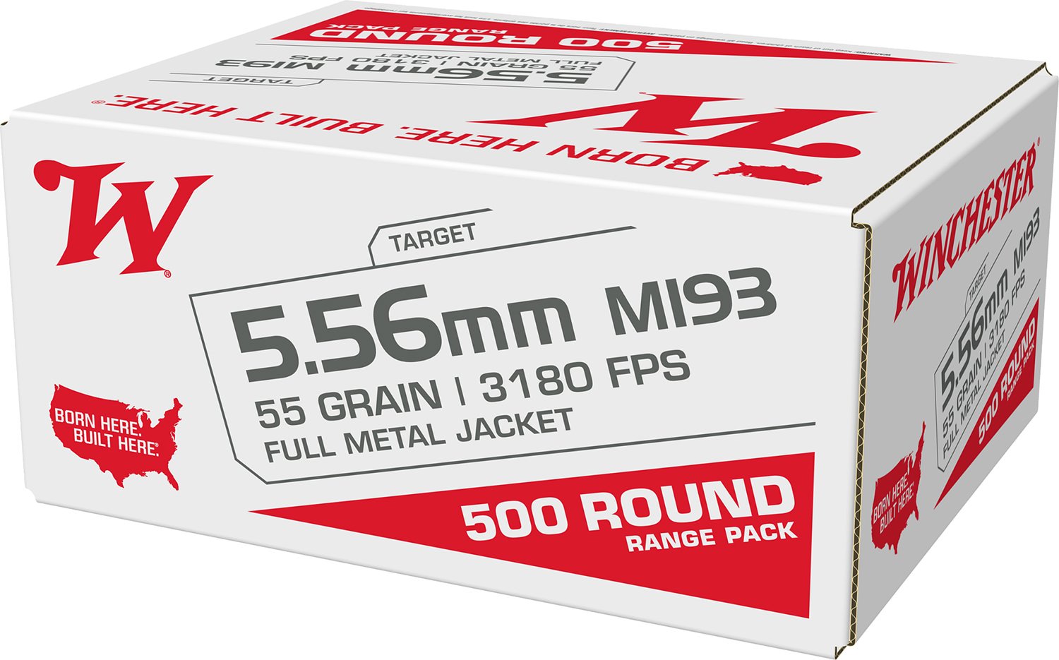 Winchester WM193 5.56mm 55 Grain Full Metal Jacket 500 Rounds - Winchester - 5.56x45mm NATO