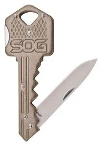 S.O.G SOG-KEY102-C Key 1.50" Folding Plain Drop Point Satin 5Cr13MoV... - SOG