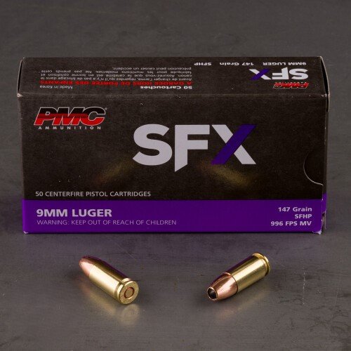 PMC SFX 9mm 147 Grain SFHP 50 Round Box Non-Corrosive Brass Casing - PMC - 9MM