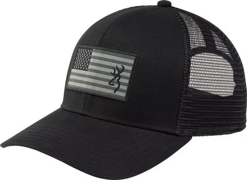 Browning Glory Cap Black Mesh Back American Flag Patch OSFM - Browning