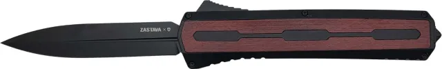 Zastava ZA7SRS A7 OTF Knife, S35VN Spear Point, Red Wood, Aluminum Handle - Zastava Arms