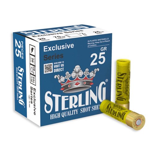 Sterling Exclusive 20 Gauge 2.75" #8 Shot 7/8 oz 25 Round Box - Sterling - 20 Gauge