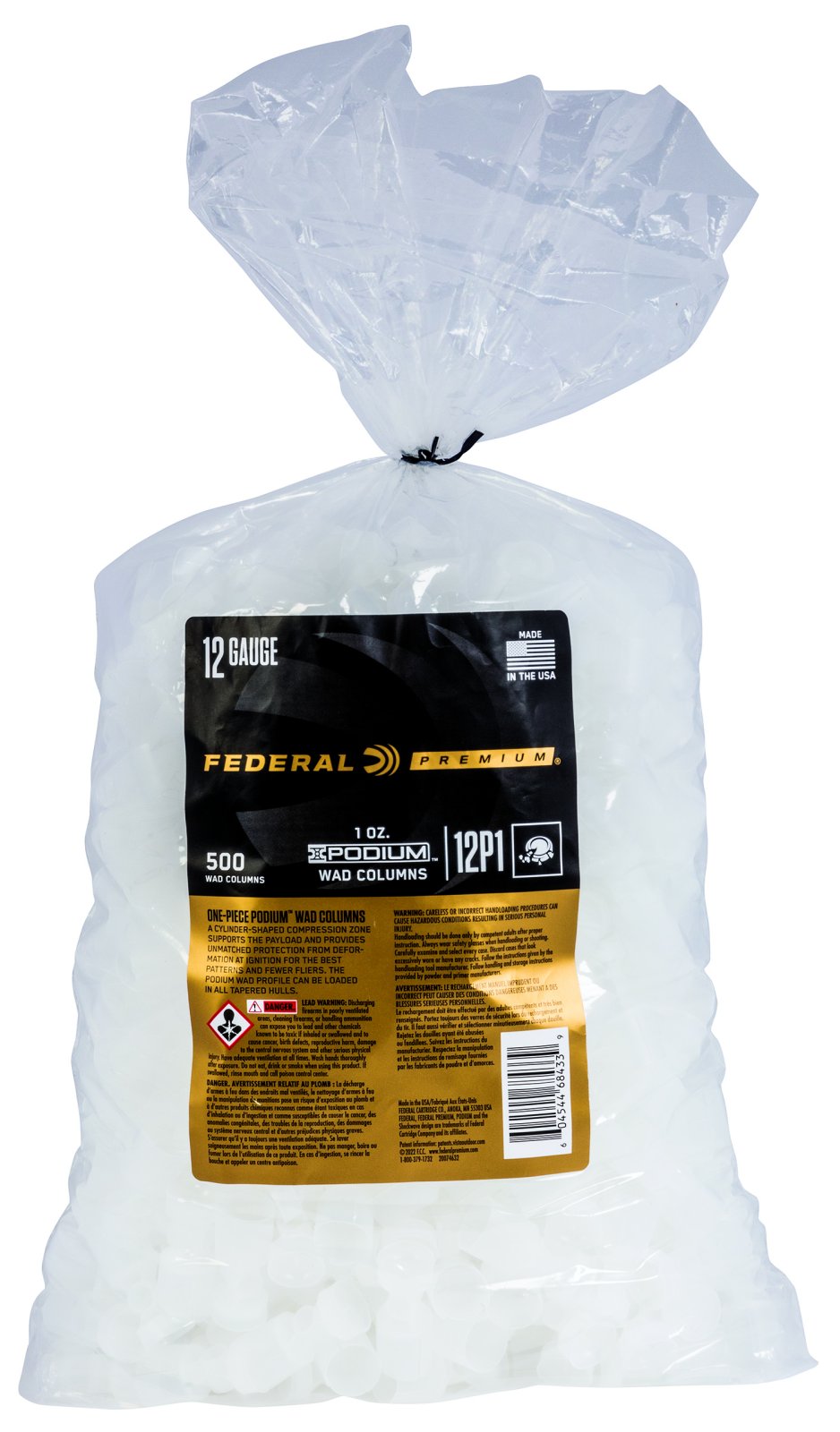 Buy Federal 12P1 Podium Wad 12 Gauge 1oz White Plastic 500 Count online