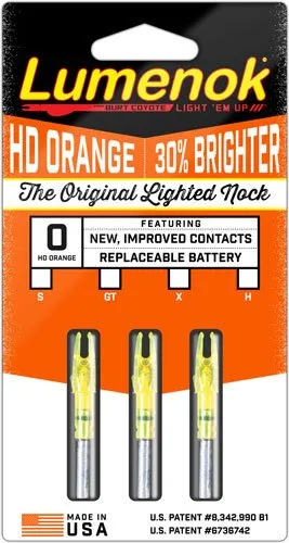 Lumenok Lighted Nock HD Orange S 3 pk. Model: SL3 - Lumenok