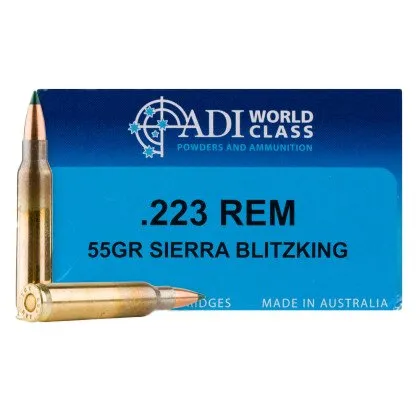 ADI World Class Ammunition .223 Remington 55gr Sierra BlitzKing 20 Rounds - ADI World Class Ammunition - .223 Remington