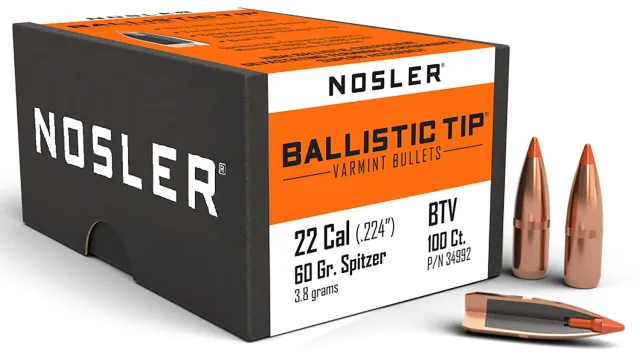 Nosler Ballistic Tip Varmint .22 Caliber .224 60 gr Spitzer - Nosler - 22 Caliber