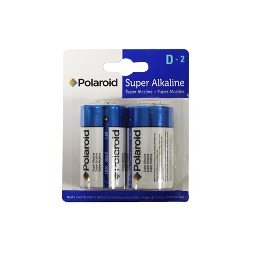 Polaroid D Cell Alkaline Batteries 2-Pack 1.5V Shelf Life 5yr