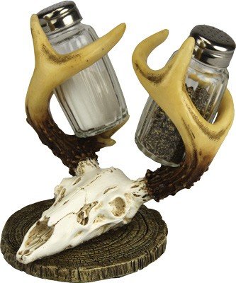 River's Edge 526 Euro Deer Salt & Pepper Shakers with Skull Mount Holder - Rivers Edge