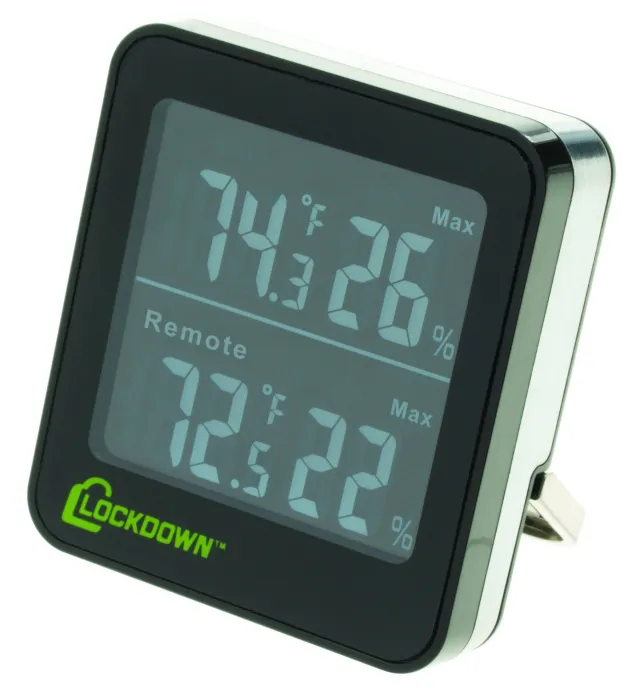 Lockdown AOB 1116792 Wireless Hygrometer Digital Black/Silver Battery Power - Lockdown