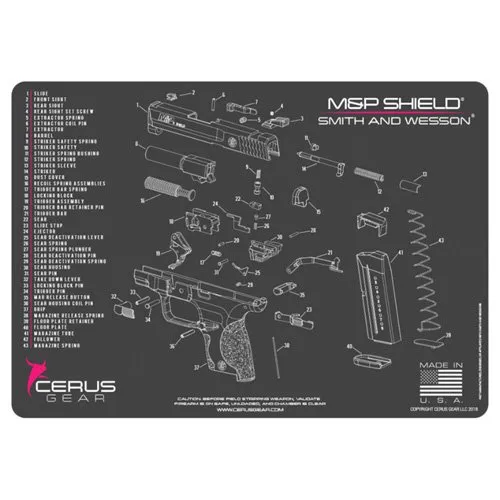Cerus Gear HM-SW-MP-SHLD-SCH-PNK Cleaning Mat 17 In Charcoal/Pink