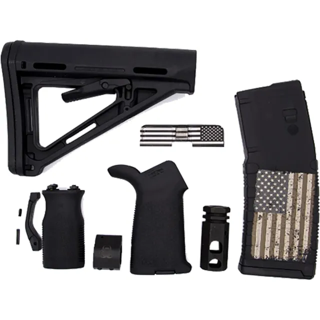 Buy Black Rain Ordnance AUK1 Advanced Upgrade Kit: Magpul MOE Stock, Grip, Vertical Grip, .750 Adjustable Gas Block, 5.56 Hex Compensator, Engraved AR15 Dust Cover & 30 Round Magazine online