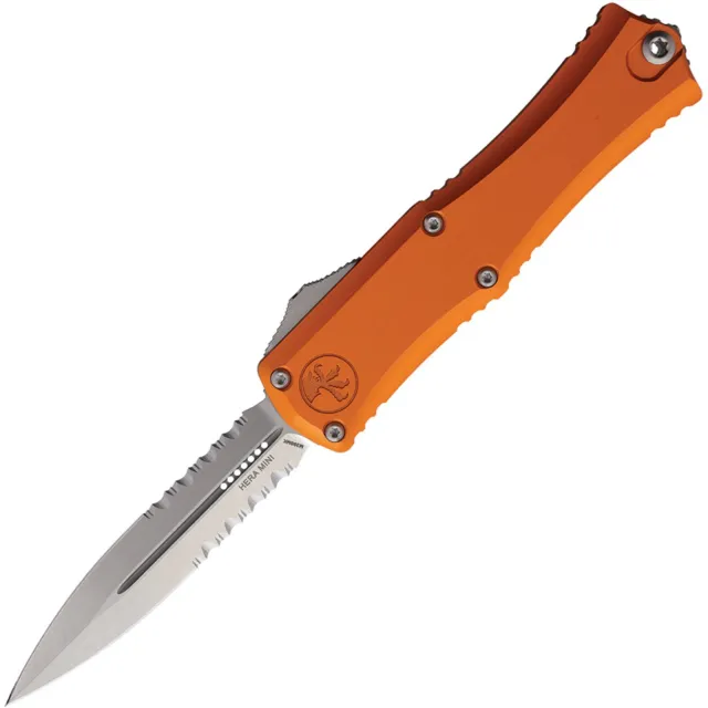 Microtech Hera II Mini 2.96 In D/E Part Serrate Stonewash Orange Alu Handle - MICROTECH for sale at Iron and Lace