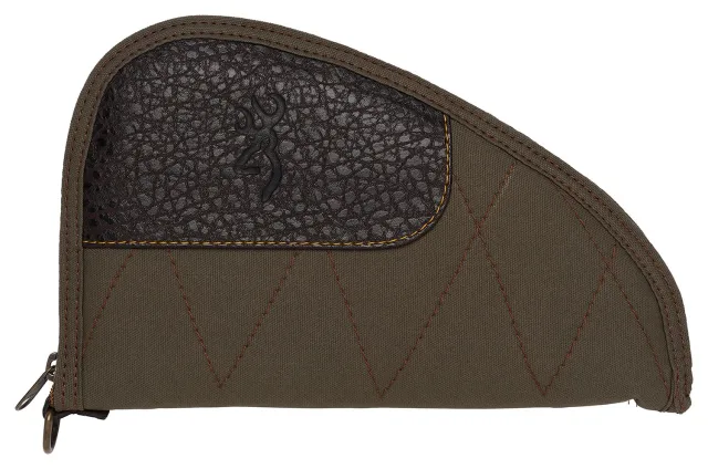 Browning Laredo Handgun Case Olive Brown Canvas Leather Trim - Browning