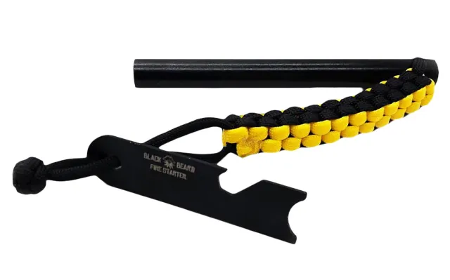 Blackbeard Fire Starters FR Ferro Rod Black/Yellow 7' Long - BLACKBEARD