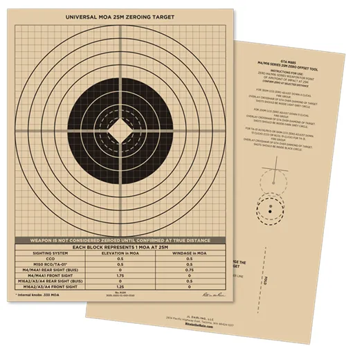 Rite in the Rain All-Weather 25m Zeroing Target Universal MOA 100 Pack
