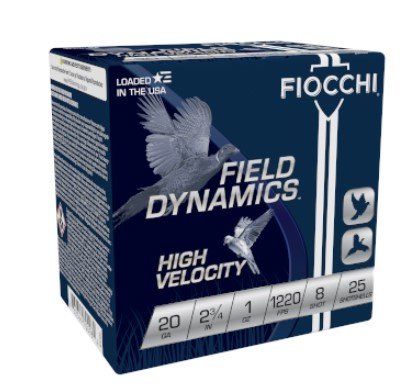 Fiocchi 20HV8 Field Dynamics 20 Gauge 2.75In High Velocity - Fiocchi - 20 Gauge