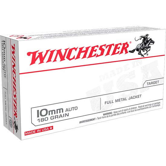 Winchester Ammo USA10MM USA Target 10mm Auto 180 gr Full Metal Jacket Flat Nose (FMJFN) 20 Per Box/ 10 Cs - Winchester - 10mm Auto