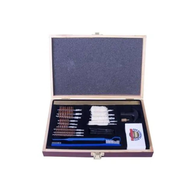 Gunmaster UGC 56W Universal Cleaning Kit, Wooden Case, .22 Cal+, 30 Pc - Gunmaster - .22 and larger