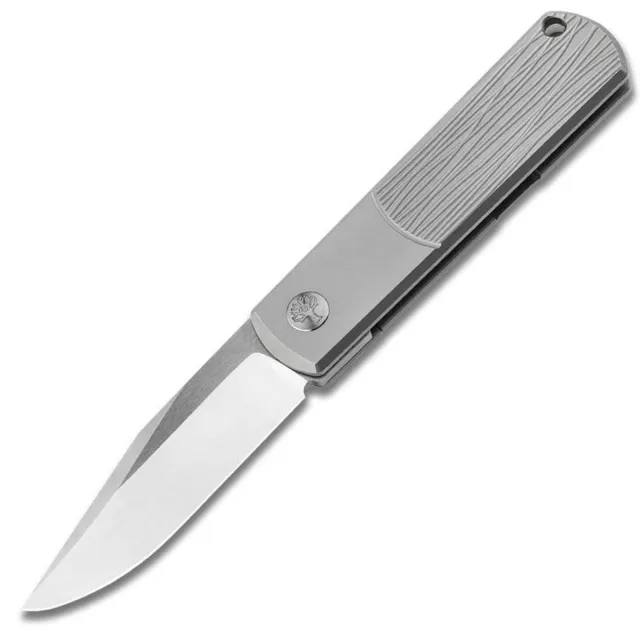 Boker BRLW 2.6 In Drop Point Plain Gray/Titanium Handle - Boker