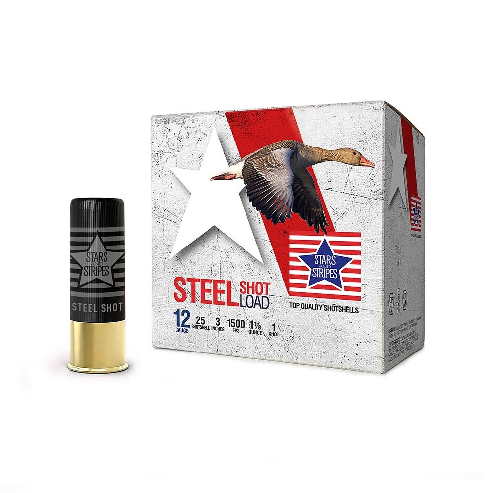 PPU Stars & Stripes Steel Shotshell 12ga 3" 1-1/8 oz 1500 fps #1 25/ct - TRZ Trading Inc.