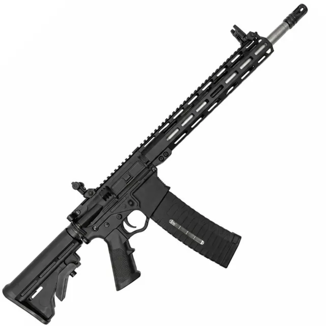 Alpha Maxx 5.56 16" 60Rd Mag. 13" Mlock rail Flip up sights 60Rd window Mag. Colapsable stock