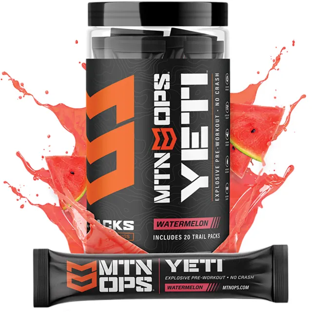 MTN OPS Yeti Preworkout Watermelon Trail Packs 20ct Single-Serve