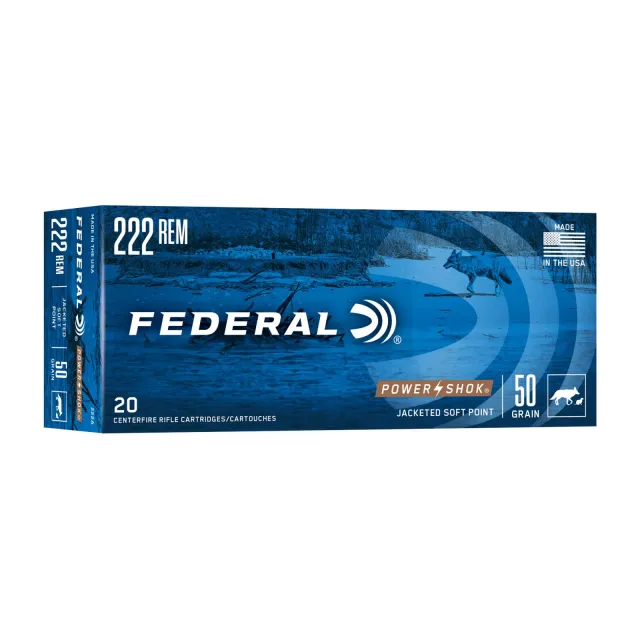 Federal 222A Power-Shok 222Rem 50gr Jacketed Soft Point 20 Per Box/10 Case - Federal Premium Ammunition - 222 Rem