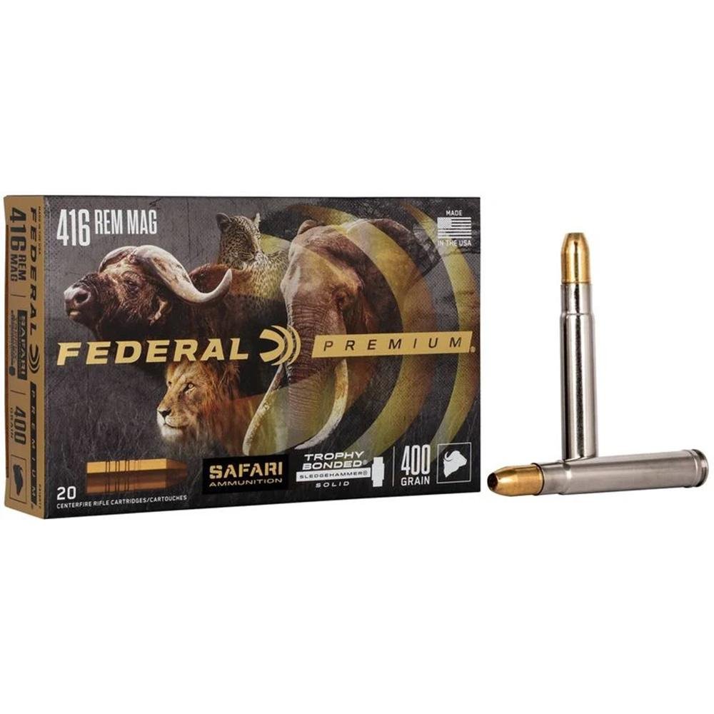 Federal Premium P416RT2 416 Remington Magnum 400 Grain Solid 20 Rounds - Federal Premium Ammunition - 416 Rem Mag