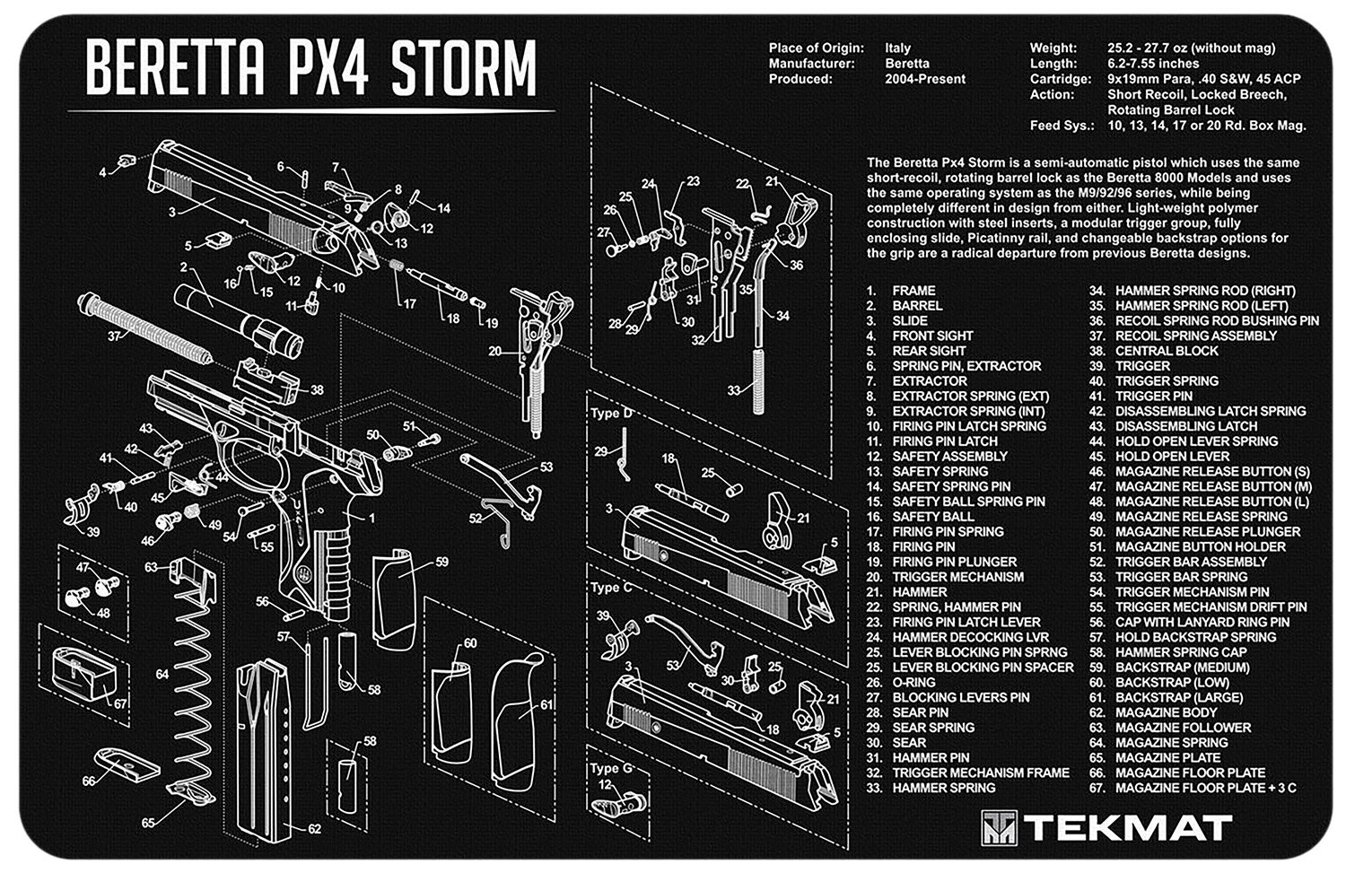 Buy TekMat TEKR17BERPX4 Beretta Px4 Storm Cleaning Mat 11"x17" online