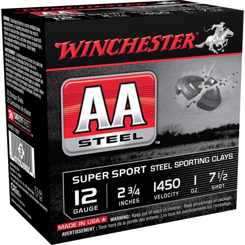 Winchester Ammo AASCL12S7 AA Super Sport Sporting Clay 12 Gauge 2.75" 1 oz 1450 fps 7.5 Shot 25 Bx/10 Cs - Winchester - 12 Gauge