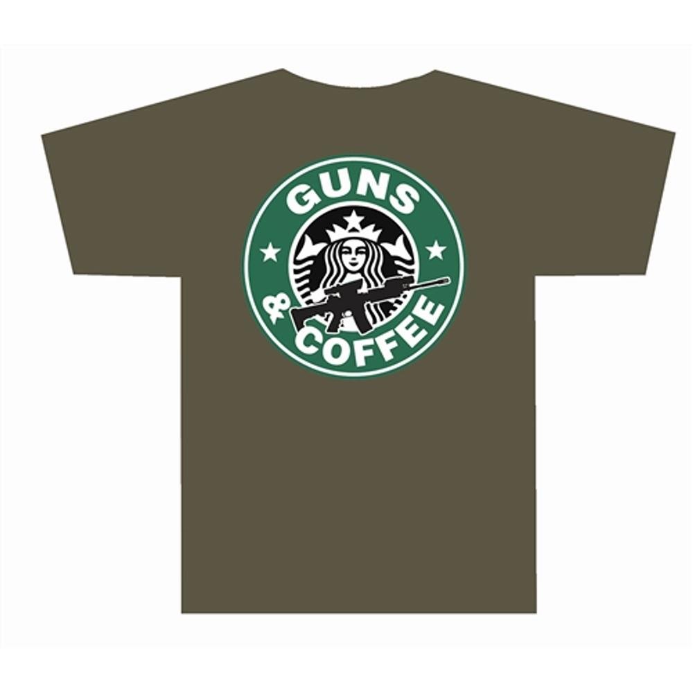 Buy TUFF Products Olive Drab Guns & Coffee T-Shirt Large - AR Support Apparel online