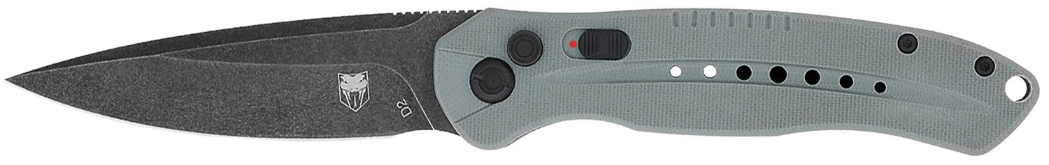 Diablo Side Button Auto G-10 Scales Black Stonewash D2 Blade - CobraTec Knives