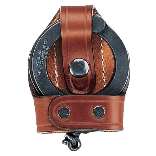 Aker Leather Open-Top Hinged Handcuff Case Top-Load Leather - Aker Leather