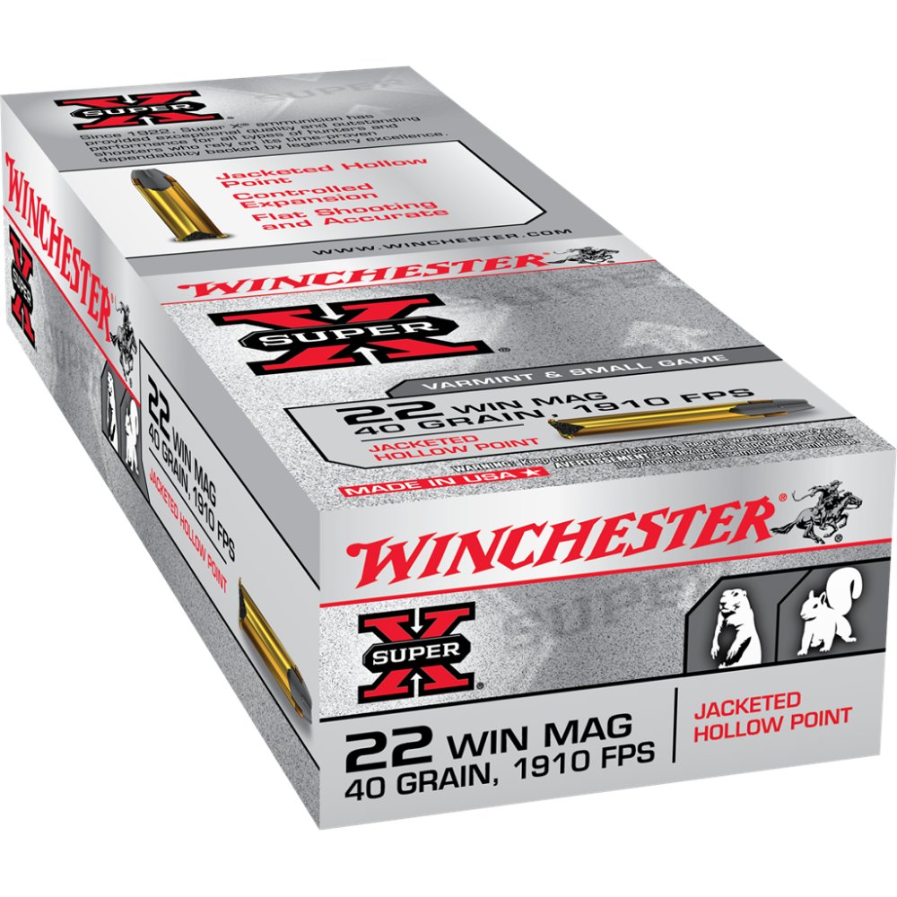 Winchester Ammo X22MH Super X 22 WMR 40 gr Jacketed Hollow Point (JHP) 50 Bx/40 Cs - Winchester - 22 WMR