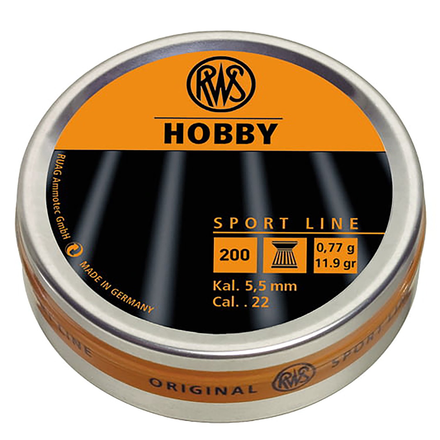 RWS Hobby Sport Line .22 Airgun Pellets 200 Pack Rifled Skirt 2317401 - RWS - 22