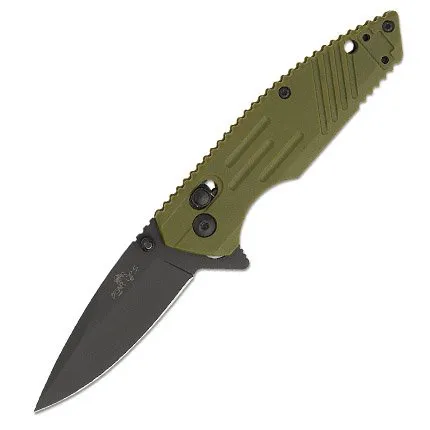 BEAR RANCOR IX FOLD 2.35" DROP PLAIN ODG BEAR OPS 4 3/8" OD GREEN ZYTEL SLIDE LOCK D2 BLADE BEAR OPS - Made in the USA with USA manufactured parts, Materials and Workforce. - Bear Archery