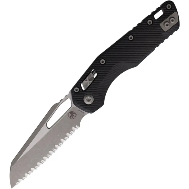 Microtech MSI 3.88 In Wharncliffe Full Serrated Apocalyptic Black G-10 - MICROTECH