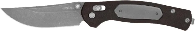 KERSHAW BESKAR KNIFE PLAIN EDGE MANUAL OPEN-DARK BROWN & GRAY *BOX* (NEW 2026)