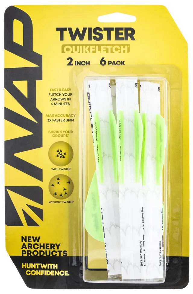NAP NAP60638 Quickfletch Twister Fletching White/Green 6 Pk - NAP