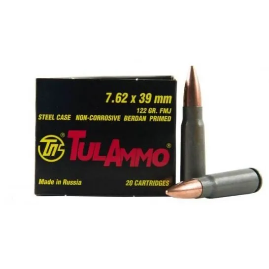Tula 7.62x39 122gr HP Steel Case Ammo 20 Rounds