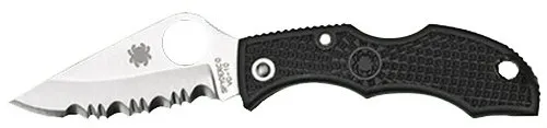 Spyderco LBKS3 Ladybug 3 1.94" Serrated VG-10 Blade Black FRN Handle - Spyderco for sale at Iron and Lace