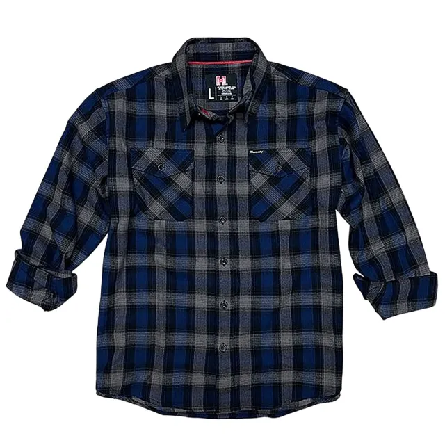 Hornady 32204 Flannel Shirt XL Navy/Black/Gray Cotton/Polyester