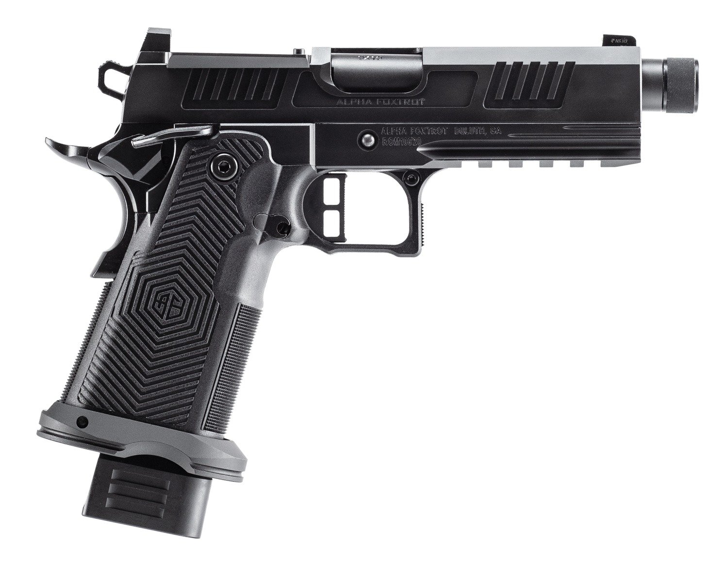 Buy Alpha Foxtrot AF1911-Romulus 9mm 4.25" Threaded DLC Black online